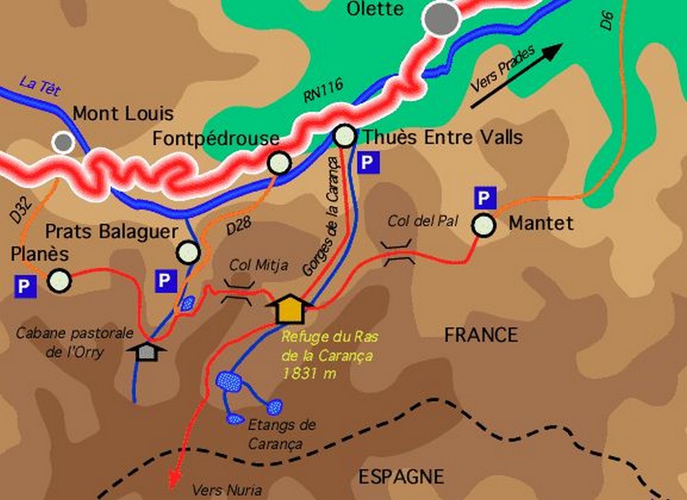 carte topo guide gorges de la caranca