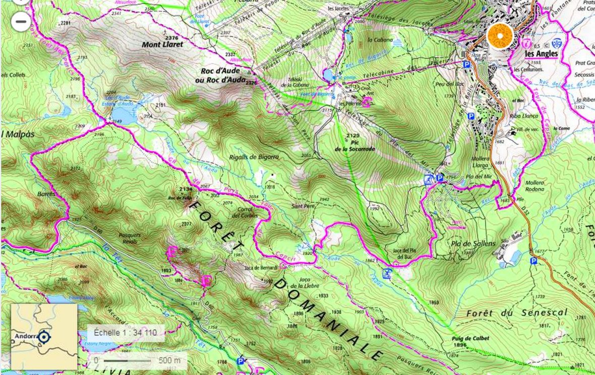 Topo carte randonnée Lac d'Aude