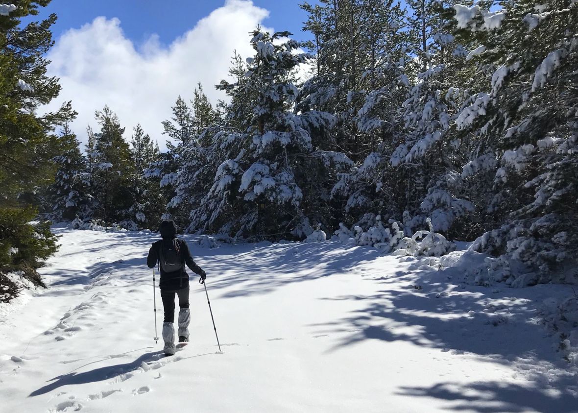 Départ randonnée Col de Creu - Estanyols raquette balisé facile capcir madres