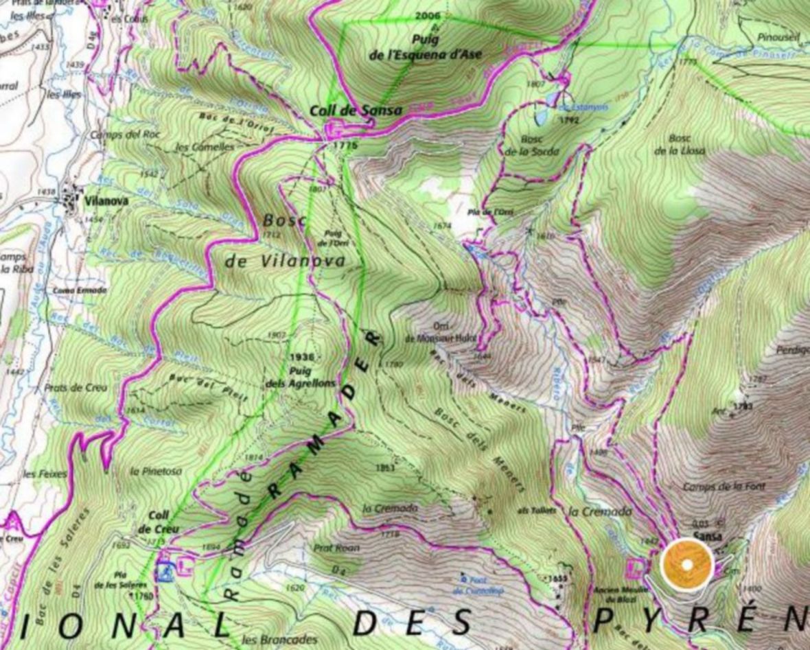 topo rando raquette estanyols sansa matemale