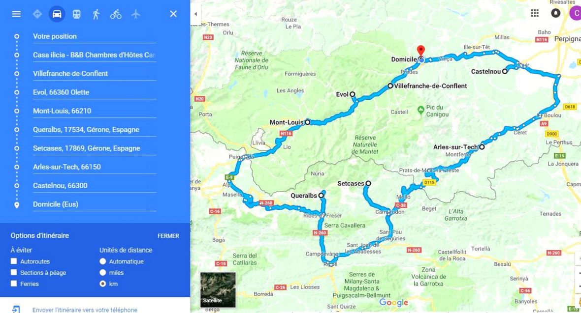 plan map circuite villages pyrénées