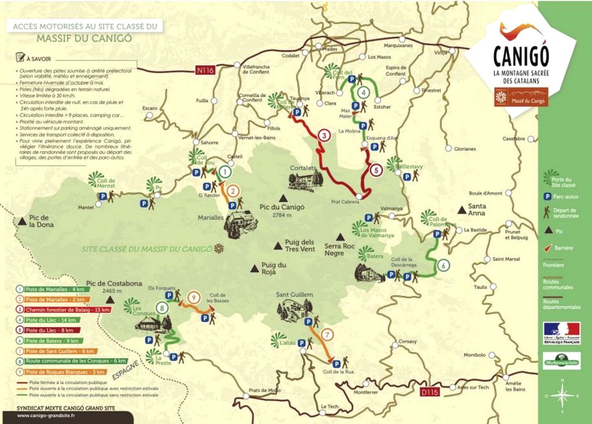 acces piste canigou cortalet voiture