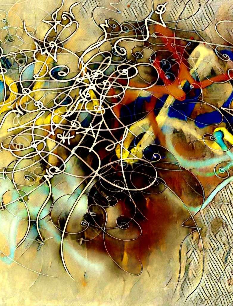 Abstraction Lyrique - action painting Nuno de Matos asemic art calligraffiti deepart